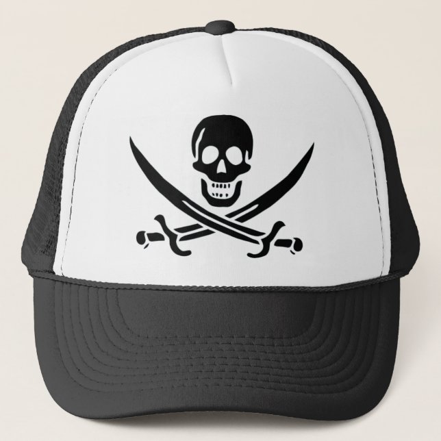 Gorra De Camionero Bandera de pirata auténtica de Jack Rackam (Anverso)