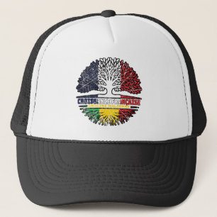 Gorra De Camionero Bandera de raíces de árbol de Francia malí-maliens