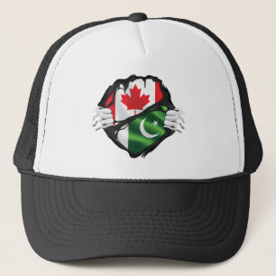 Gorra De Camionero Bandera de raíces paquistaní-canadiense arrancada