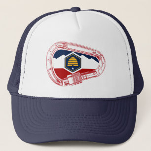Gorra De Camionero Bandera de Utah Rock Climber Carabiner