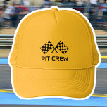 Gorra De Camionero Bandera de verificación Correa de la tripulación P<br><div class="desc">¡Este gorra de 'Pit Crew' está diseñado para los aficionados a las carreras de motos y coches! Una plantilla elegante con las banderas de cuadros ganadoras. El texto se puede personalizar, por lo que esta plantilla se puede adaptar para diferentes ocasiones y eventos. Un regalo único para los amigos o...</div>