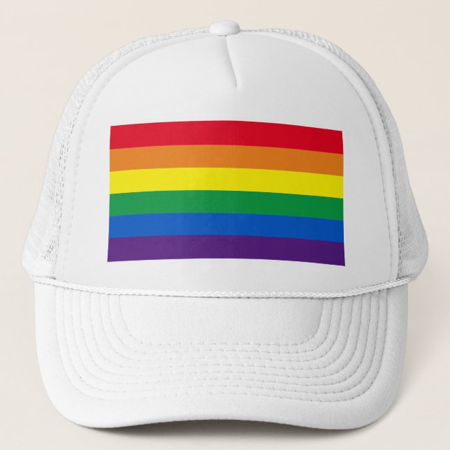 Gorra De Camionero Bandera del arco iris del Orgullo Gay (Anverso)