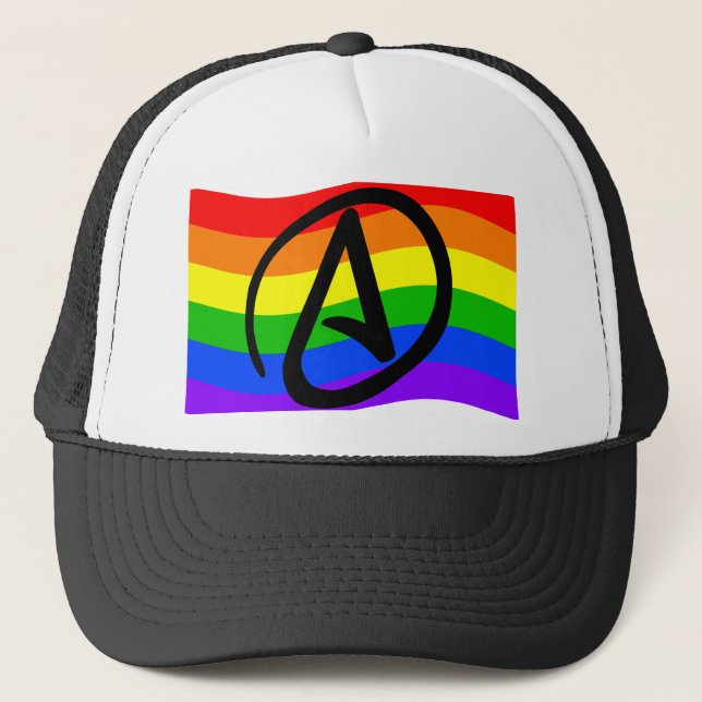 Gorra De Camionero Bandera del ateo del arco iris (Anverso)