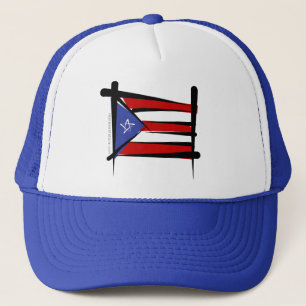 Gorra De Camionero Bandera del cepillo de Puerto Rico