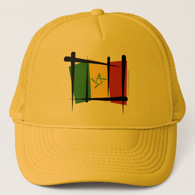 Gorra De Camionero Bandera del cepillo de Senegal (Anverso)