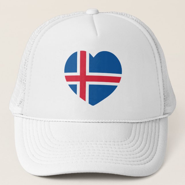 Gorra De Camionero Bandera del Corazón de Islandia (Anverso)