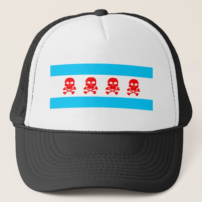 Gorra De Camionero Bandera del cráneo de Chicago (Anverso)