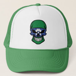 Gorra De Camionero Bandera del cráneo sonriente de las islas del estr