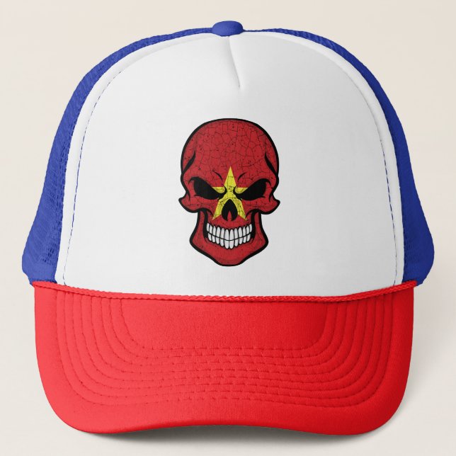 Gorra De Camionero Bandera del Cráneo Sonriente de Vietnam (Anverso)