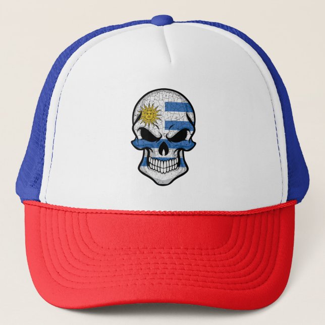Gorra De Camionero Bandera del Cráneo Sonriente en Uruguay (Anverso)