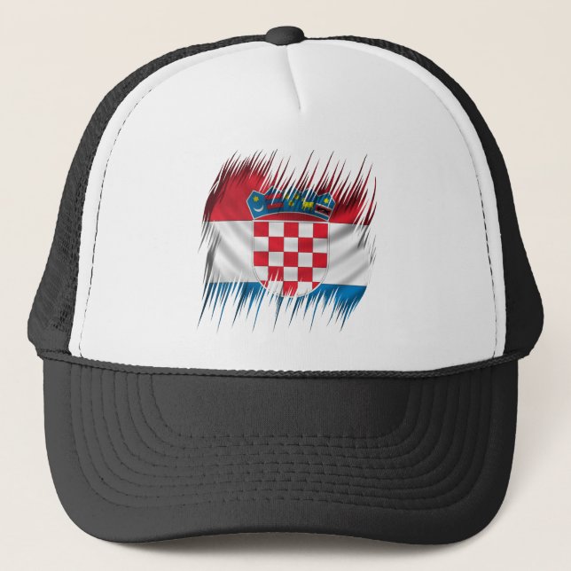 Gorra De Camionero Bandera del croata de las trituradoras (Anverso)