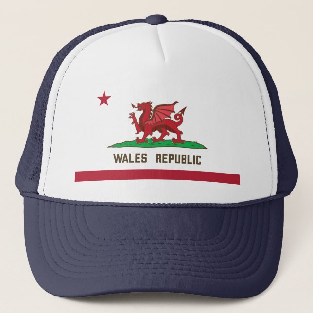 Gorra De Camionero Bandera del dragón de la República de Gales Orgull (Anverso)