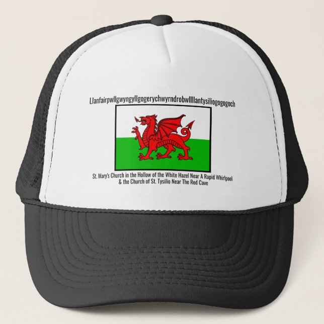 Gorra De Camionero Bandera del dragón galés Llanfairpwllgwyngyll (Anverso)
