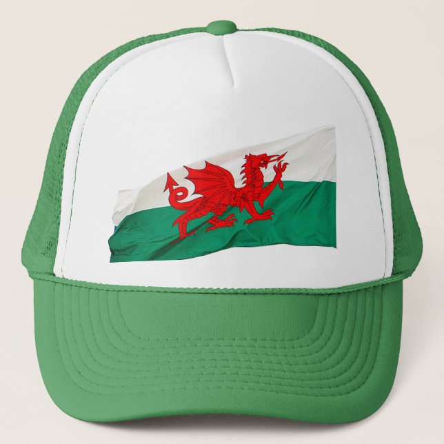 Gorra De Camionero Bandera del dragón rojo galés, Gales patrióticos (Anverso)
