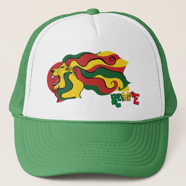 Gorra De Camionero bandera del león del reggae del rasta (Anverso)