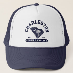 Gorra De Camionero Bandera del mapa de la marina Charleston South Car
