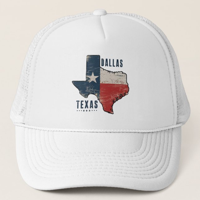 Gorra De Camionero Bandera del mapa del estado de Dallas Texas (Anverso)