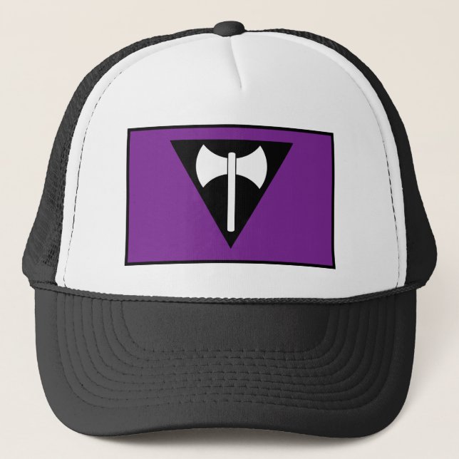 Gorra De Camionero Bandera del Orgullo de Lesbianas Labrys (Anverso)