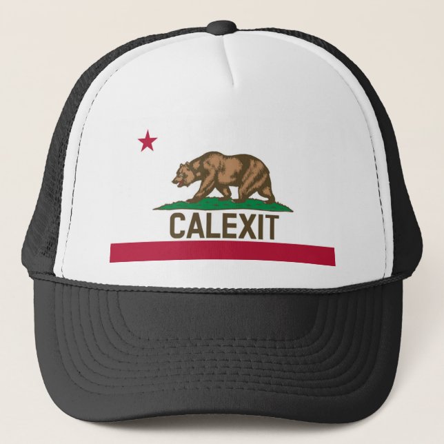 Gorra De Camionero Bandera del oso de CALEXIT California (Anverso)