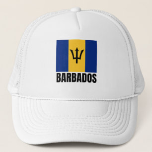Gorra De Camionero Bandera del país Barbados Isla Amarilla Azul de B
