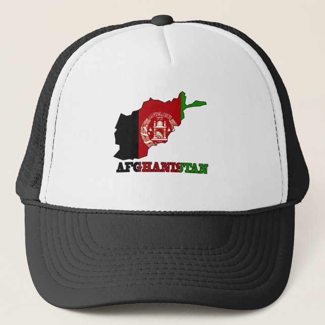 Gorra De Camionero Bandera en el mapa de Afganistán (Anverso)