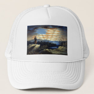 Gorra De Camionero Bandera estadounidense celestial en el cielo, guer