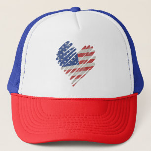Gorra De Camionero Bandera estadounidense Corazón azul blanco rojo 4 