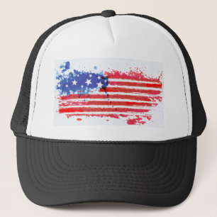 Gorra De Camionero Bandera estadounidense de color de agua