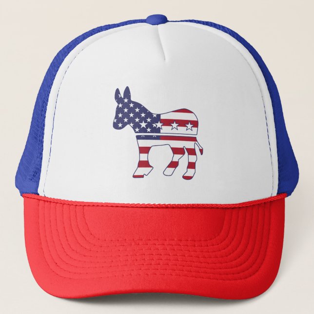 Gorra De Camionero Bandera estadounidense de Donkey Democrático (Anverso)