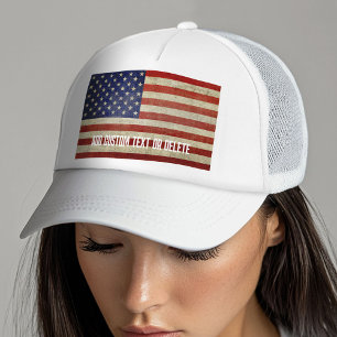 Gorra De Camionero Bandera estadounidense desgastada y deteriorada