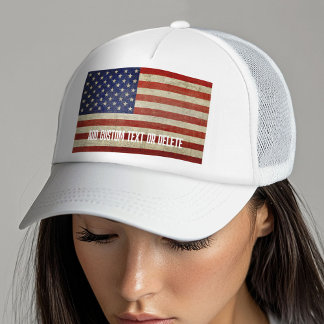 Gorra De Camionero Bandera estadounidense desgastada y deteriorada