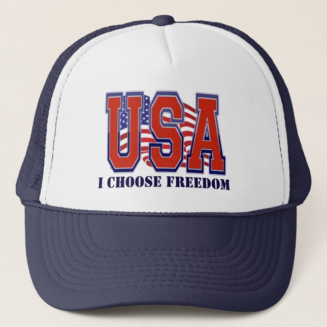 Gorra De Camionero Bandera estadounidense EEUU Elijo Patriótico de Li (Anverso)