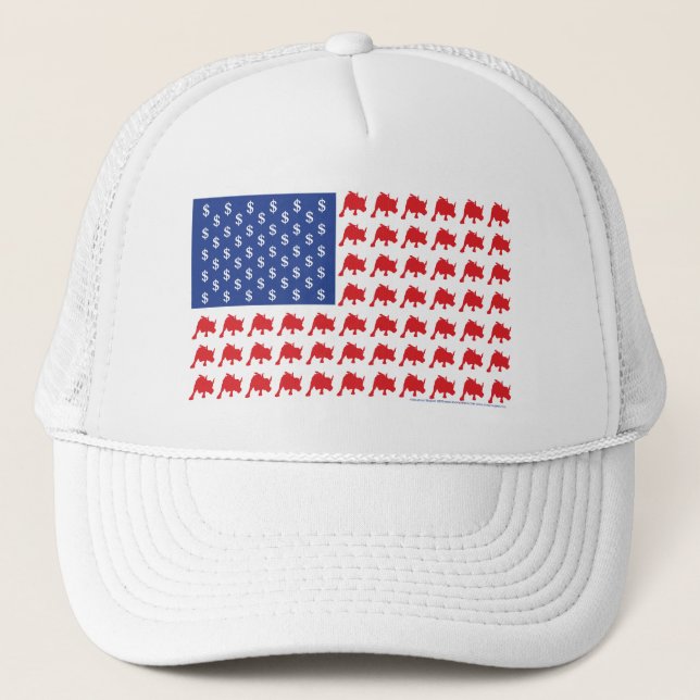 Gorra De Camionero Bandera estadounidense en el mercado de altibajos  (Anverso)