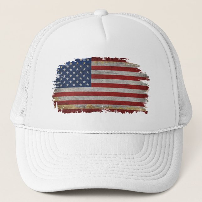 Gorra De Camionero BANDERA ESTADOUNIDENSE ENFRENTA PATRIOTA Camiseta  (Anverso)