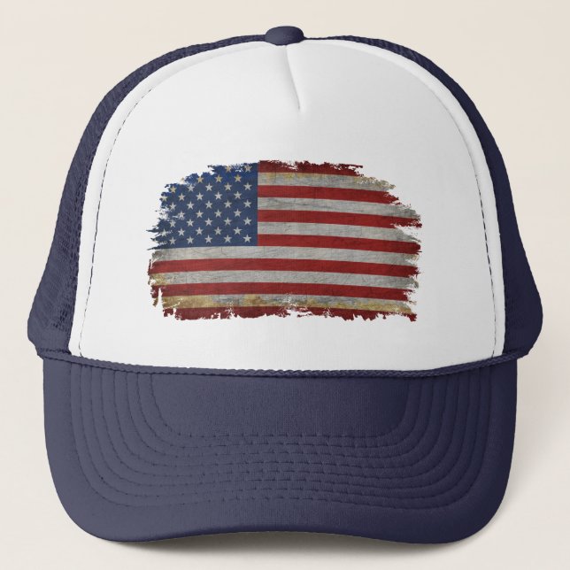 Gorra De Camionero BANDERA ESTADOUNIDENSE ENFRENTA PATRIOTA Camiseta  (Anverso)