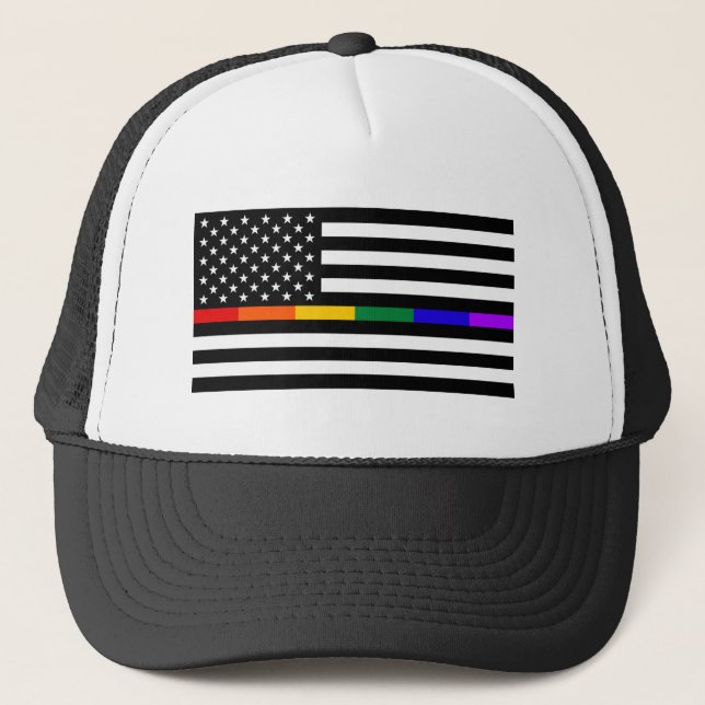 Gorra De Camionero Bandera estadounidense LGBTQ (Anverso)