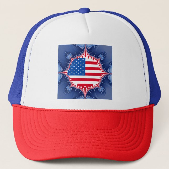 Gorra De Camionero Bandera estadounidense Mandelbrot (Anverso)