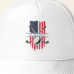 Gorra De Camionero Bandera estadounidense Patriotic Golfer<br><div class="desc">Crea tu propia bandera estadounidense Patriotic Golfer Trucker Hat! Personalice este diseño con su propio texto. Puede realizar un personalizar adicional de este diseño seleccionando el botón "Editar diseño" si lo desea.</div>