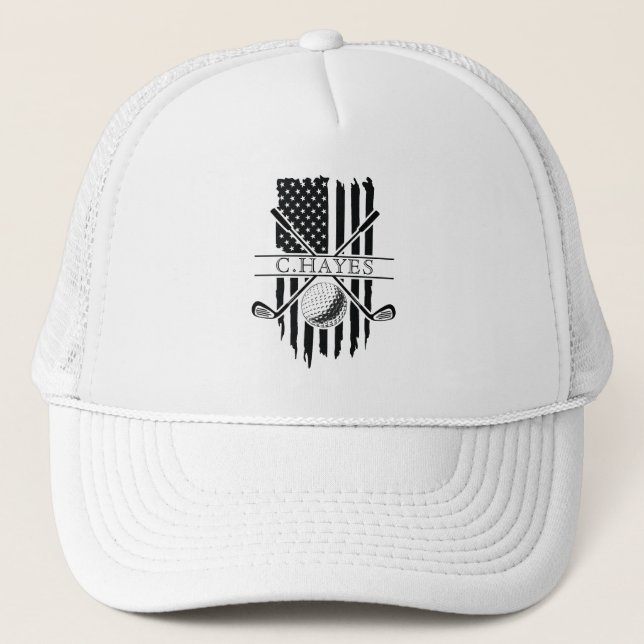 Gorra De Camionero Bandera estadounidense Patriótica Golf (Anverso)