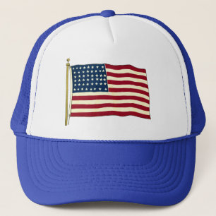 Gorra De Camionero Bandera estadounidense patriótica vintage, cuatro 