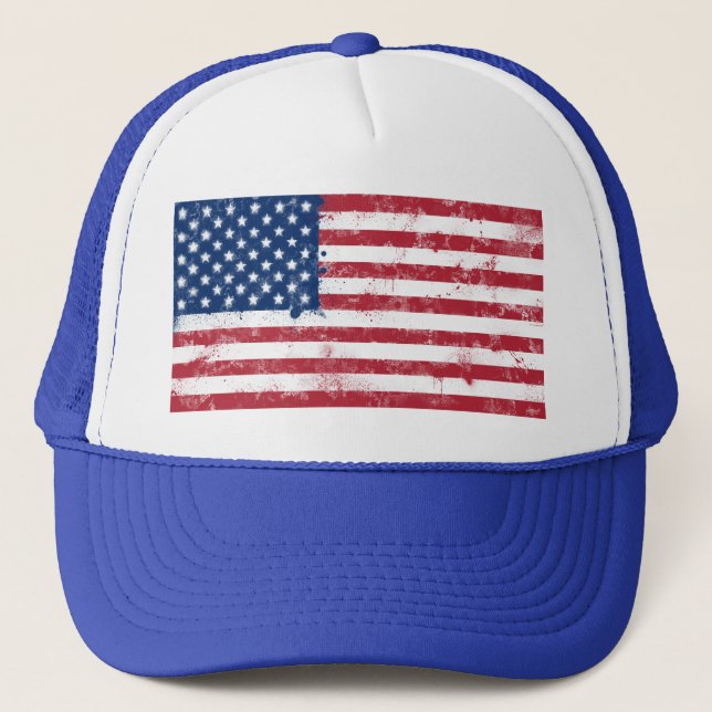 Gorra De Camionero Bandera estadounidense pintada de salpicaduras (Anverso)