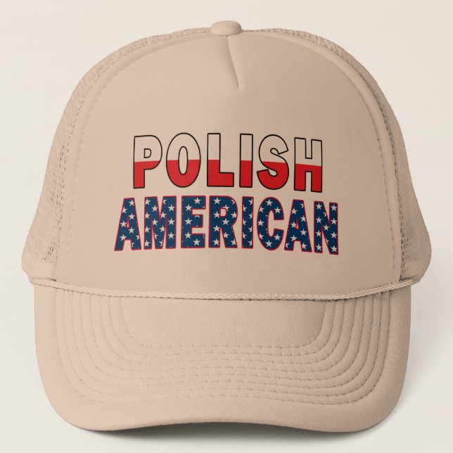 Gorra De Camionero Bandera estadounidense polaca (Anverso)