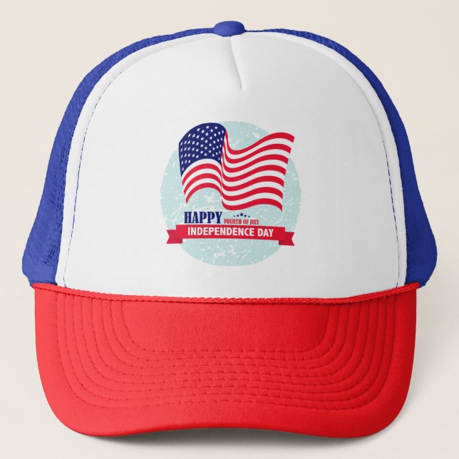 Gorra De Camionero Bandera estadounidense sobre el globo azul (Anverso)