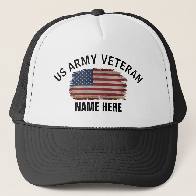 GORRA DE CAMIONERO BANDERA ESTADOUNIDENSE VETERANA PERSONALIZADA (Anverso)