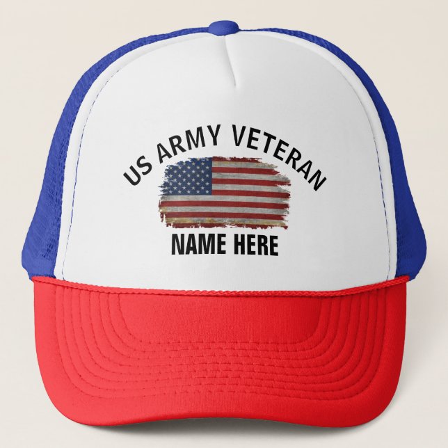 GORRA DE CAMIONERO BANDERA ESTADOUNIDENSE VETERANA PERSONALIZADA (Anverso)