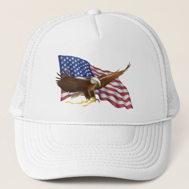 Gorra De Camionero Bandera estadounidense y águila (Anverso)
