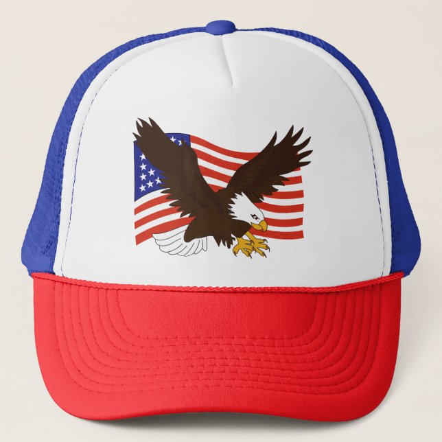 Gorra De Camionero Bandera estadounidense y águila calva (Anverso)