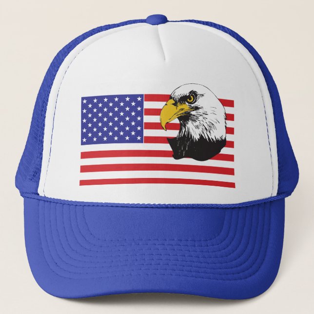 Gorra De Camionero Bandera estadounidense y águila calva (Anverso)