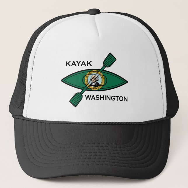 Gorra De Camionero Bandera estatal de Kayak Washington (Anverso)