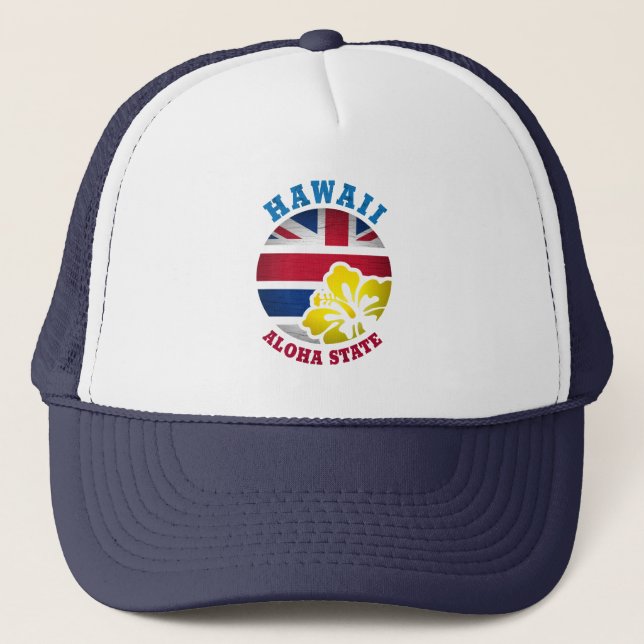 GORRA DE CAMIONERO BANDERA ESTATAL HAWAII ALOHA (Anverso)